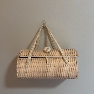 Zara wicker purse. Never used. Super cute gingham interior.